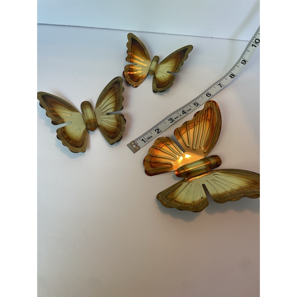 Butterflies Brass Gold Tone Home Interior Set Of 3 Wall Decor Homeco Vintage